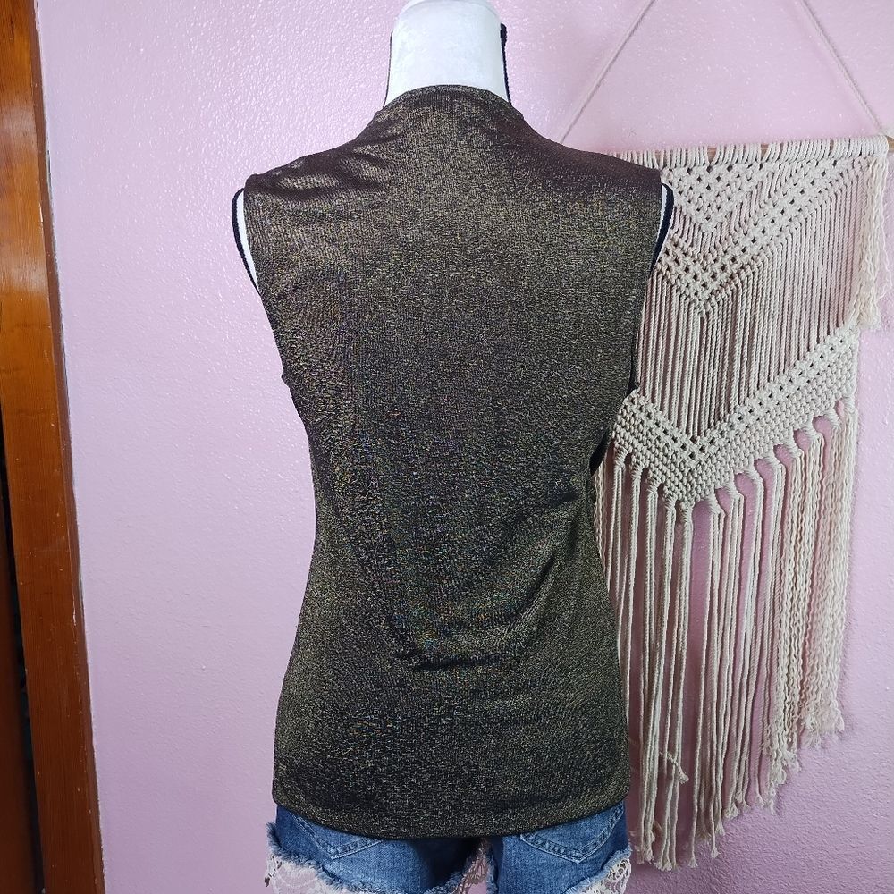 Lauren Ralph Lauren Vintage | Shimmering Brown Sleeveless Top Medium - Picture 4 of 5